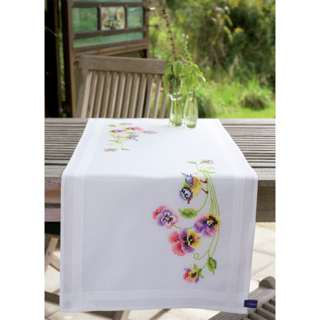 Buy Vervaco Bird & Pansies Table Runner Cross Stitch Kit by World of Jewellery