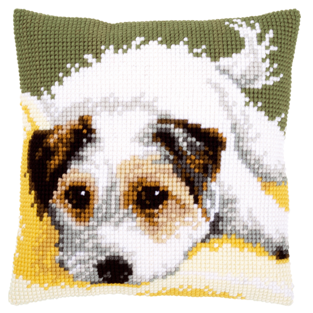 Buy Vervaco Dog Wagging it's Tail Cushion Cross Stitch Kit by World of Jewellery