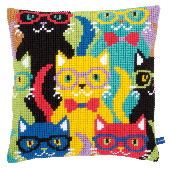 Buy Vervaco Funny Cats Cushion Cross Stitch Kit by World of Jewellery