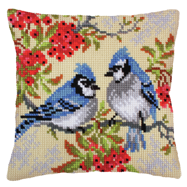 Buy Collection dArt Blue Jays Cushion Cross Stitch Kit by World of Jewellery