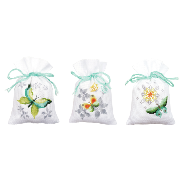 Buy Vervaco Set of 3 Butterflies Pot-Pourri Bag Cross Stitch Kit by World of Jewellery