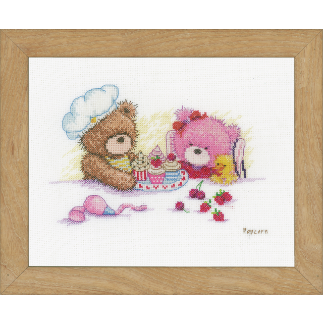 Buy Vervaco Popcorn & Brie Bear Cross Stitch Kit by World of Jewellery