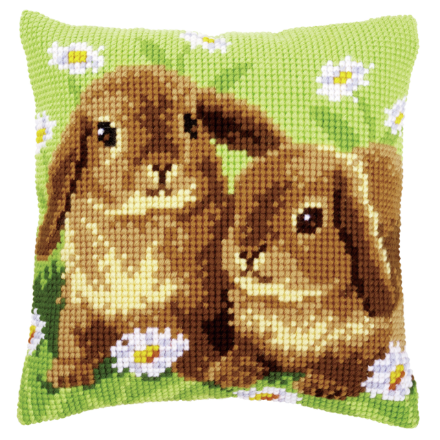 Buy Vervaco Two Rabbits Cushion Cross Stitch Kit by World of Jewellery