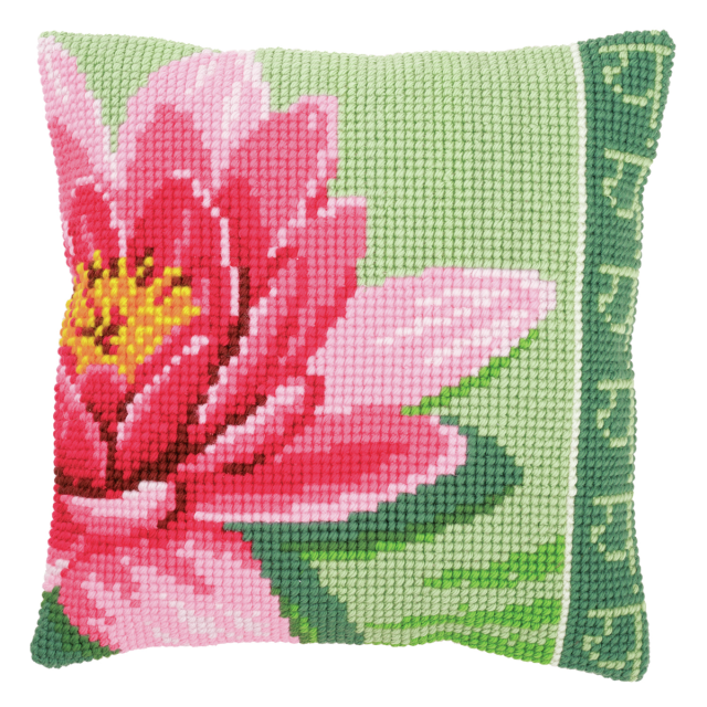 Buy Vervaco Pink Lotus Flower Cushion Cross Stitch Kit by World of Jewellery