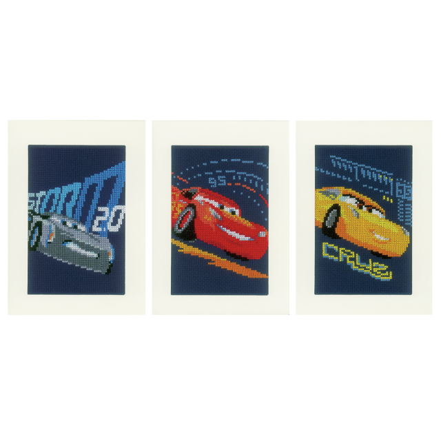 Buy Vervaco Set of 3 Cars Greeting Cards Screeching Tyres Cross Stitch Kit by World of Jewellery