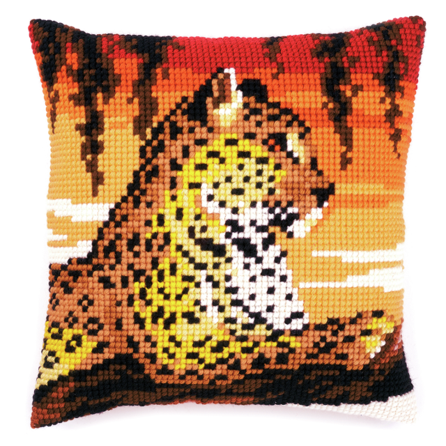 Buy Vervaco Leopard Cushion Cross Stitch Kit by World of Jewellery