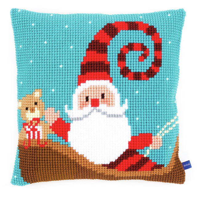 Buy Vervaco Happy Santa Cushion Cross Stitch Kit by World of Jewellery