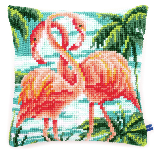 Buy Vervaco Flamingos Cushion Cross Stitch Kit by World of Jewellery