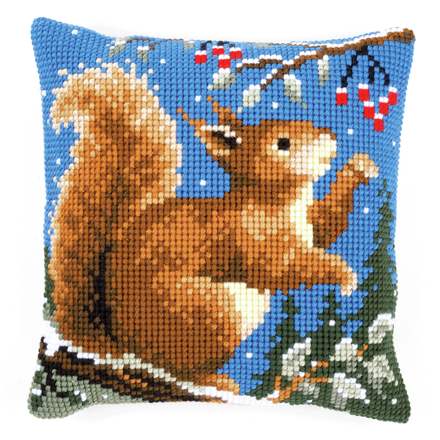 Buy Vervaco Squirrel in Winter Cushion Cross Stitch Kit by World of Jewellery