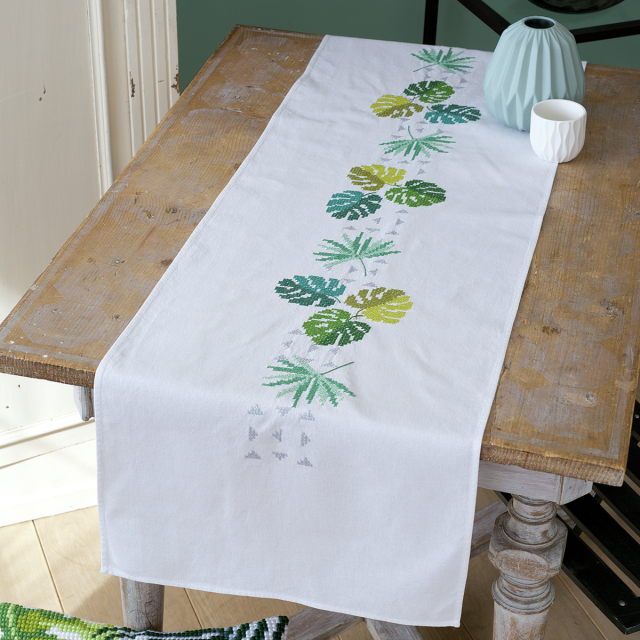 Buy Vervaco Botanical Leaves Table Runner Embroidery Kit by World of Jewellery