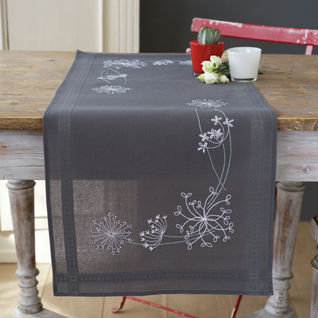 Buy Vervaco White Flowers Table Runner Embroidery Kit by World of Jewellery