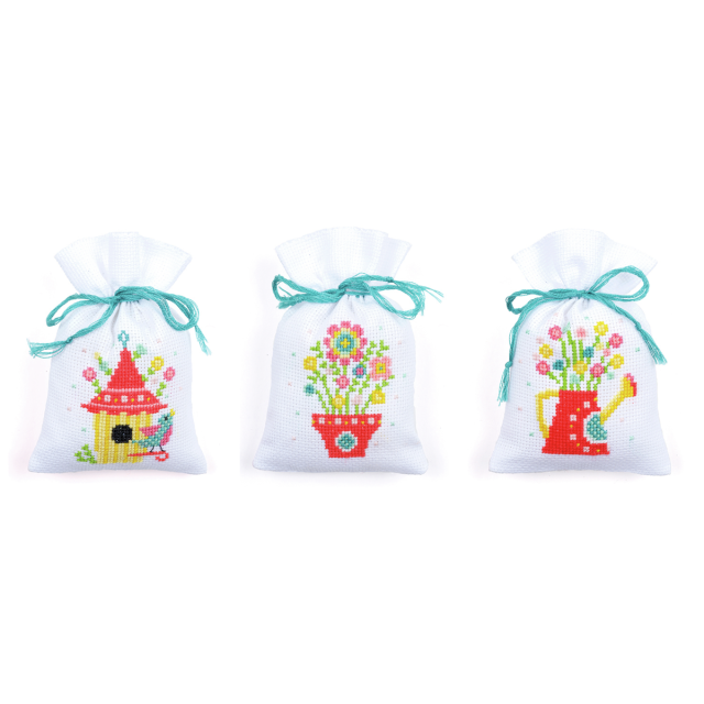 Buy Vervaco Set of 3 Pot-Pourri Bags Spring Cross Stitch Kit by World of Jewellery