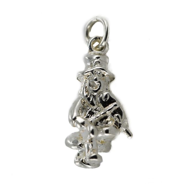 Buy Sterling Silver Leprechaun Sitting on a Toadstall Playing a Fiddle Pendant by World of Jewellery