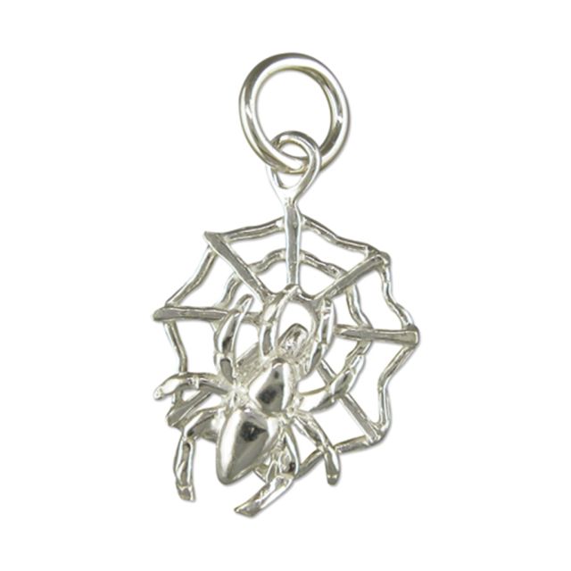 Buy Sterling Silver Spider On A Web Pendant by World of Jewellery