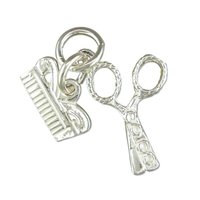 Buy Sterling Silver Scissors And Comb Pendant by World of Jewellery