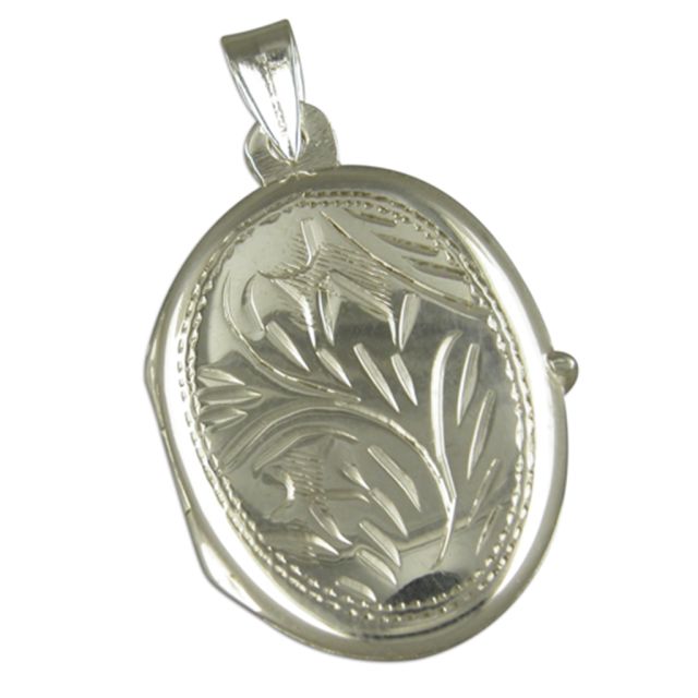 Buy Sterling Silver Medium Engraved Oval Locket by World of Jewellery