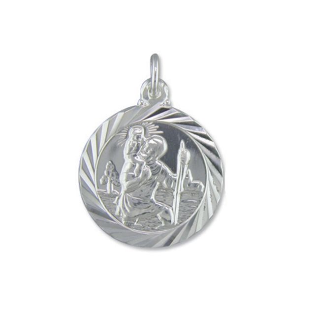 Buy Sterling Silver Medium Double Sided Travel Design St Christopher Pendant by World of Jewellery