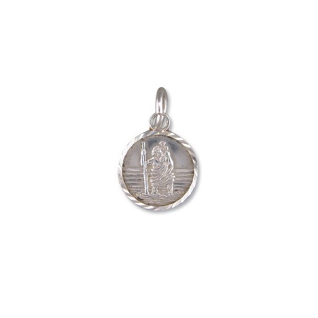 Buy Sterling Silver Small Diamond Cut Round St Christopher Pendant by World of Jewellery