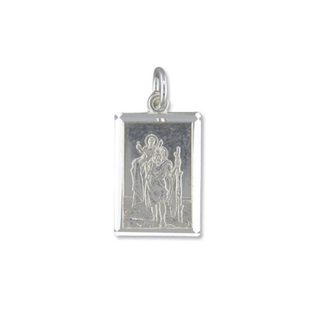 Buy Sterling Silver Medium Diamond Cut Oblong St Christopher Pendant by World of Jewellery