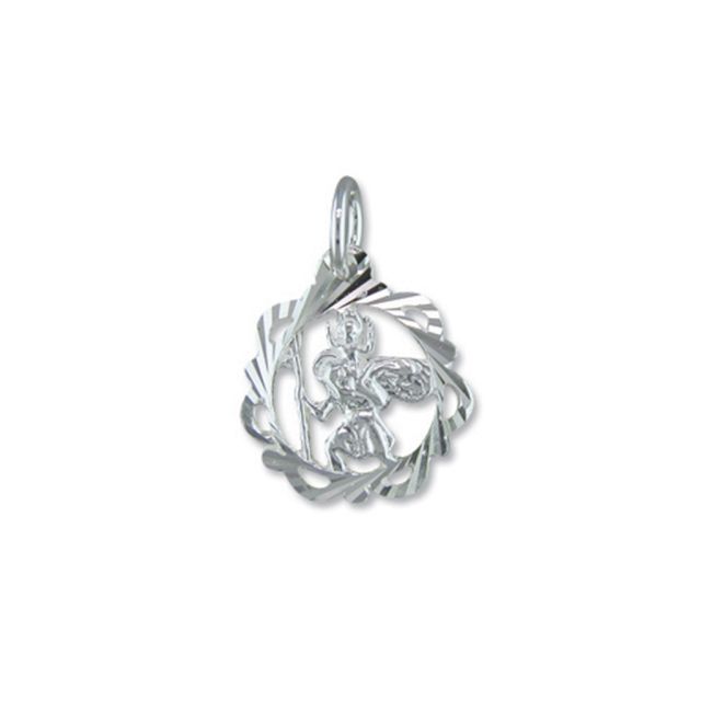 Buy Sterling Silver Fancy Open Diamond Cut St Christopher Pendant by World of Jewellery