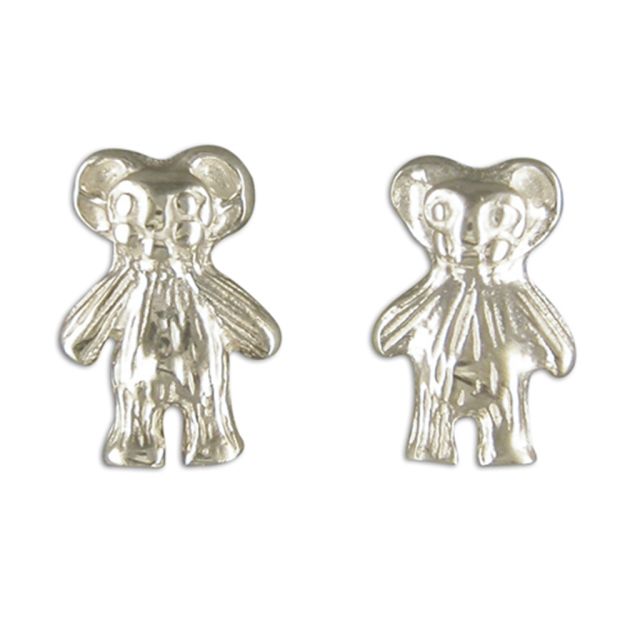 Buy Sterling Silver Teddy Bear Earrings by World of Jewellery