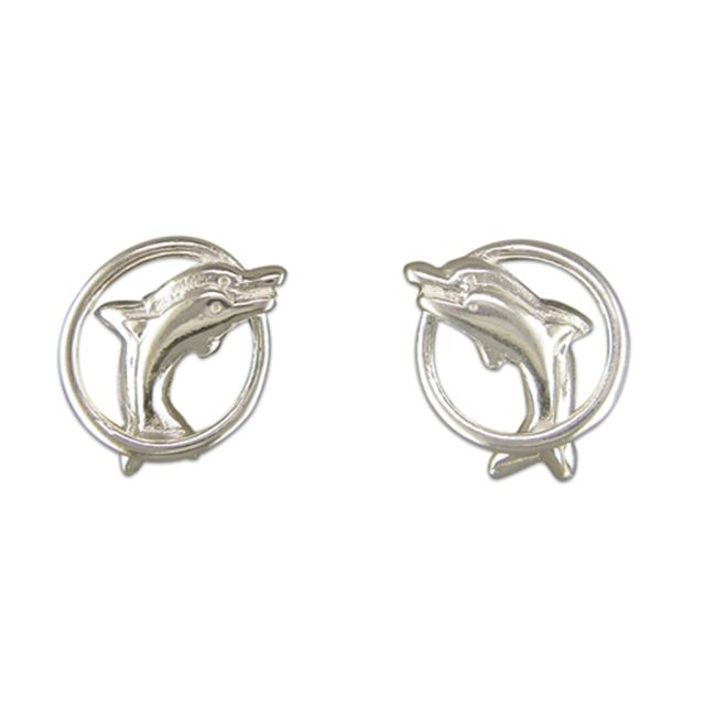 Buy Sterling Silver Dolphin Stud Earrings by World of Jewellery