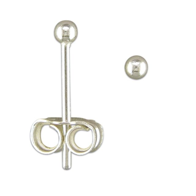 Buy Sterling Silver 2MM Ball Stud Earrings by World of Jewellery