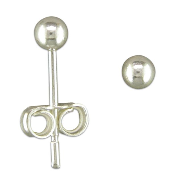 Buy Sterling Silver 3MM Ball Stud Earrings by World of Jewellery