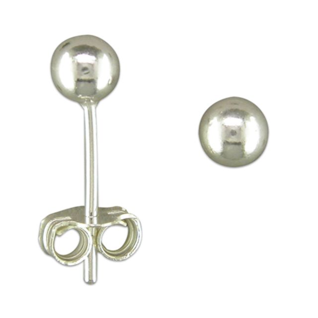 Buy Sterling Silver 4MM Ball Stud Earrings by World of Jewellery