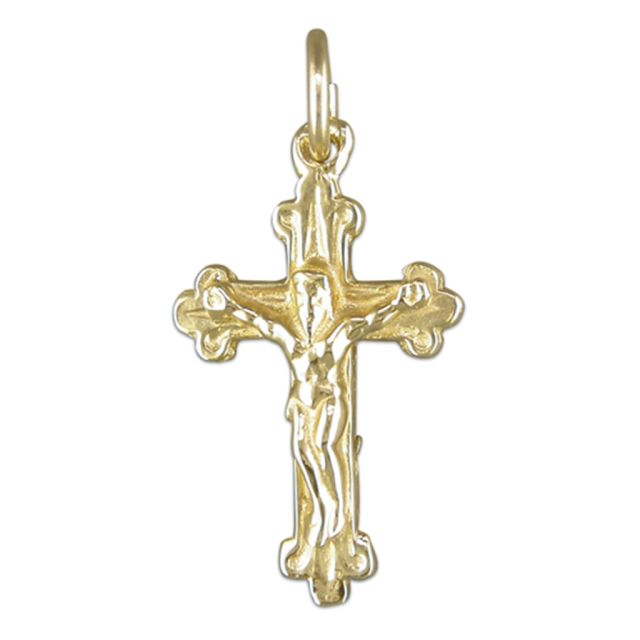 Buy 9ct Gold Fancy Crucifix Pendant On A Belcher Necklace by World of Jewellery