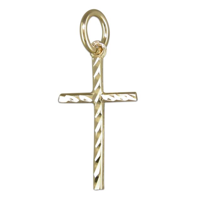 Buy Children's 9ct Gold Medium Diamond-Cut Cross Pendant On A Prince of Wales Necklace by World of Jewellery