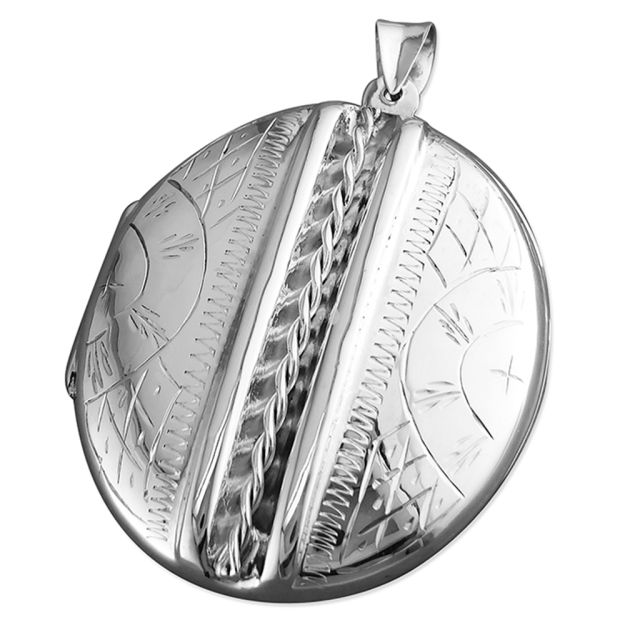 Buy Sterling Silver Extra Large Victorian Oval Locket On A Snake Necklace by World of Jewellery