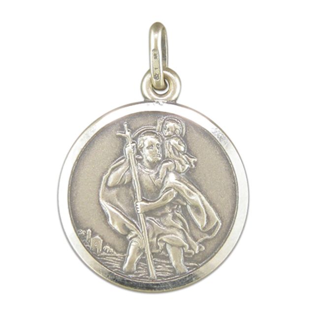 Buy Sterling Silver Medium Antique Finish St Christopher Pendant by World of Jewellery