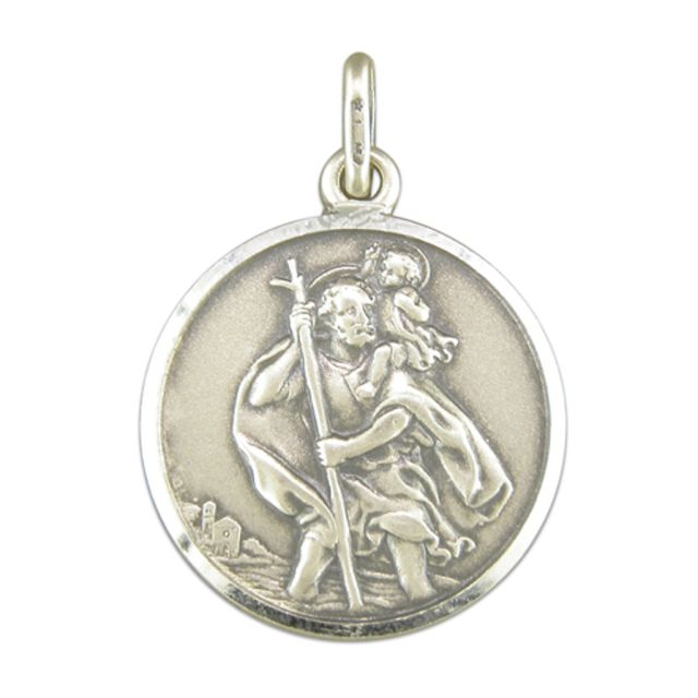 Buy Sterling Silver Large Antique Finish St Christopher Pendant by World of Jewellery