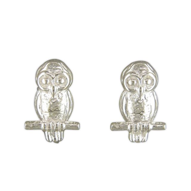 Buy Sterling Silver Owl Stud Earrings by World of Jewellery