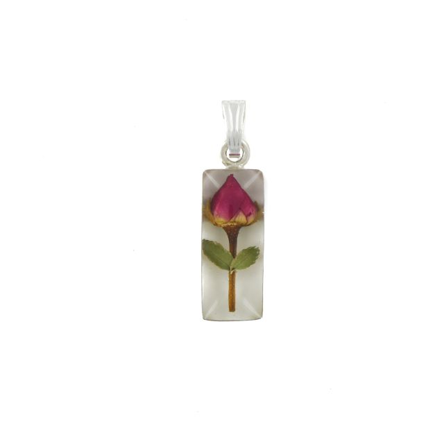 Buy Sterling Silver Real Red Rose Flower Small Cylinder Pendant On A Snake Necklace by World of Jewellery
