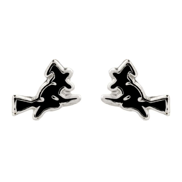 Buy Sterling Silver Witch Enamel Stud Earrings by World of Jewellery
