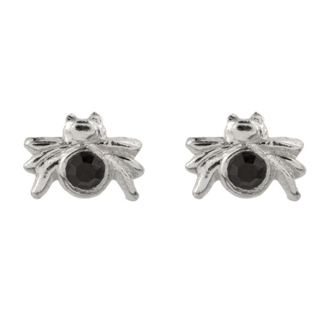 Buy Sterling Silver Jet Crystal Spider Stud Earrings by World of Jewellery