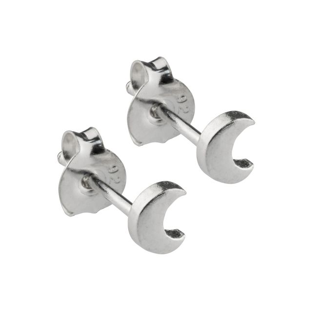 Buy Sterling Silver Crescent Moon Stud Earrings by World of Jewellery