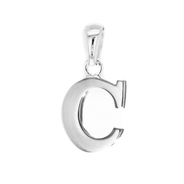 Buy Children's Solid Sterling Silver Letter C Initial Pendant On A Curb Necklace by World of Jewellery