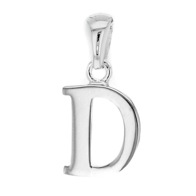 Buy Children's Solid Sterling Silver Letter D Initial Pendant On A Curb Necklace by World of Jewellery