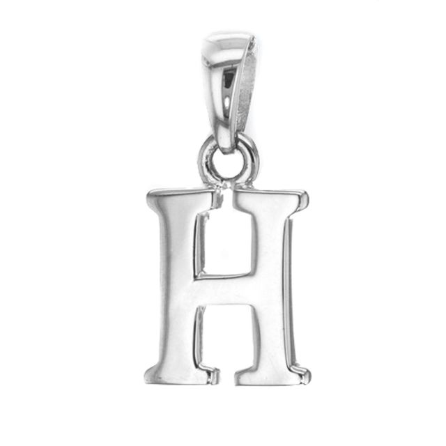 Buy Children's Solid Sterling Silver Letter H Initial Pendant On A Curb Necklace by World of Jewellery