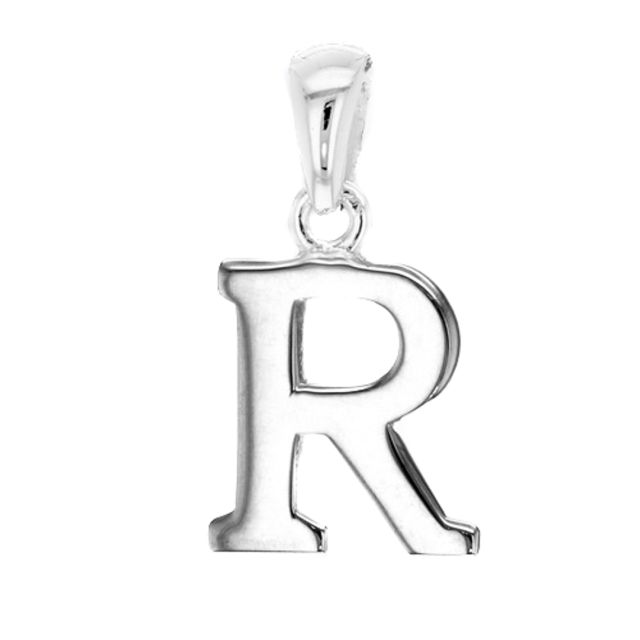 Buy Children's Solid Sterling Silver Letter R Initial Pendant On A Curb Necklace by World of Jewellery