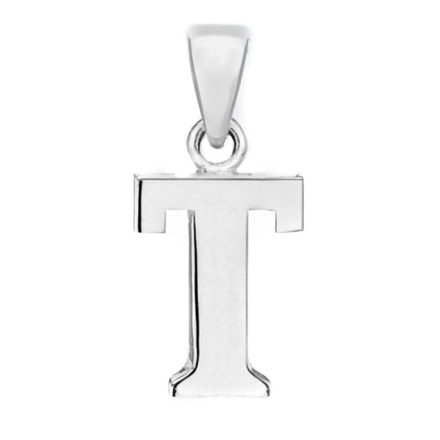 Buy Children's Solid Sterling Silver Letter T Initial Pendant On A Curb Necklace by World of Jewellery