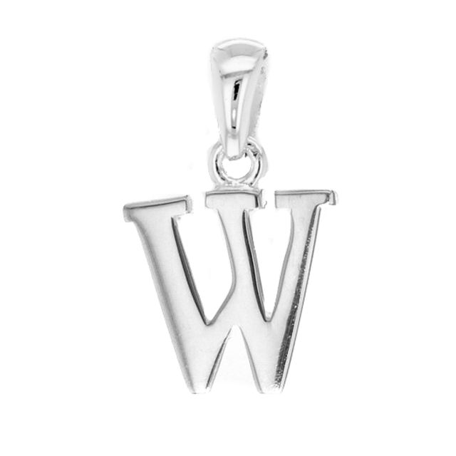 Buy Children's Solid Sterling Silver Letter W Initial Pendant On A Curb Necklace by World of Jewellery
