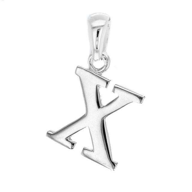 Buy Children's Solid Sterling Silver Letter X Initial Pendant On A Curb Necklace by World of Jewellery