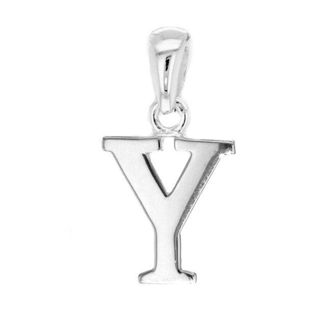 Buy Children's Solid Sterling Silver Letter Y Initial Pendant On A Curb Necklace by World of Jewellery