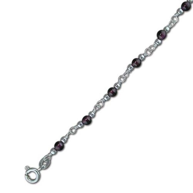 Buy Sterling Silver Garnet Beads Anklet by World of Jewellery