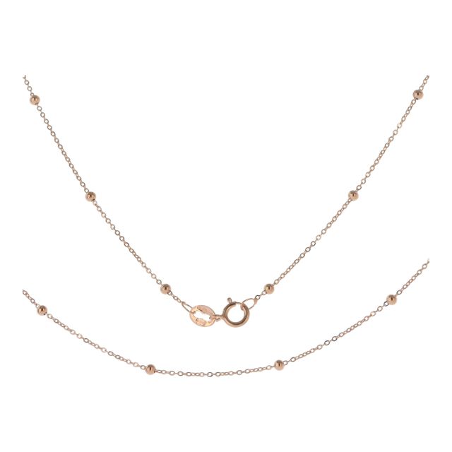Buy Mens 9ct Rose Gold Flat Trace and Bead Ball Chain Necklace 16 - 24 Inch by World of Jewellery