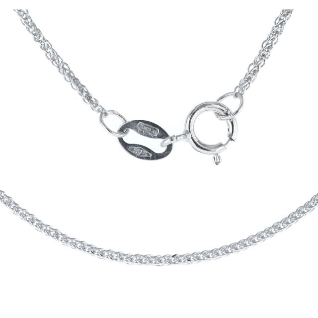 Buy Girls 9ct White Gold 1mm Wheat Spiga Chain Necklace 16 - 24 Inch by World of Jewellery